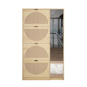 63.9 in. H x 37 in. W Freestanding 4-Door Particle Board Shoe Storage Cabinet with Mirror & Adjustable Shelves