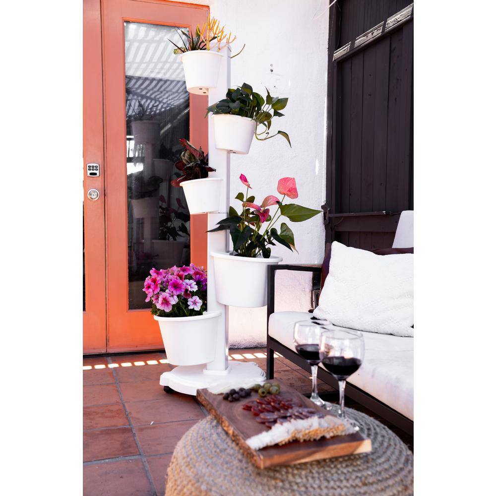 Sagano Snow White Vertical Indoor/Outdoor Planter with Drainage Holes