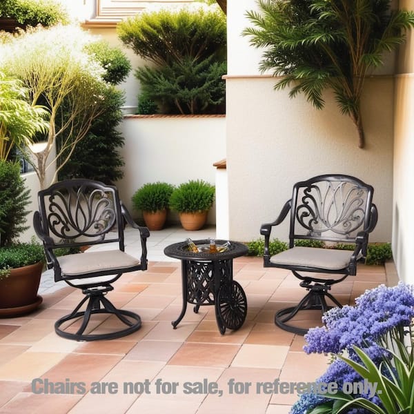 Unbranded Cast Aluminum 21 Round Patio End Table w/ Ice Bucket Insert  Desert Bronze Stainless Steel Ice Bucket/Pail Table Set XS-W1886S00001