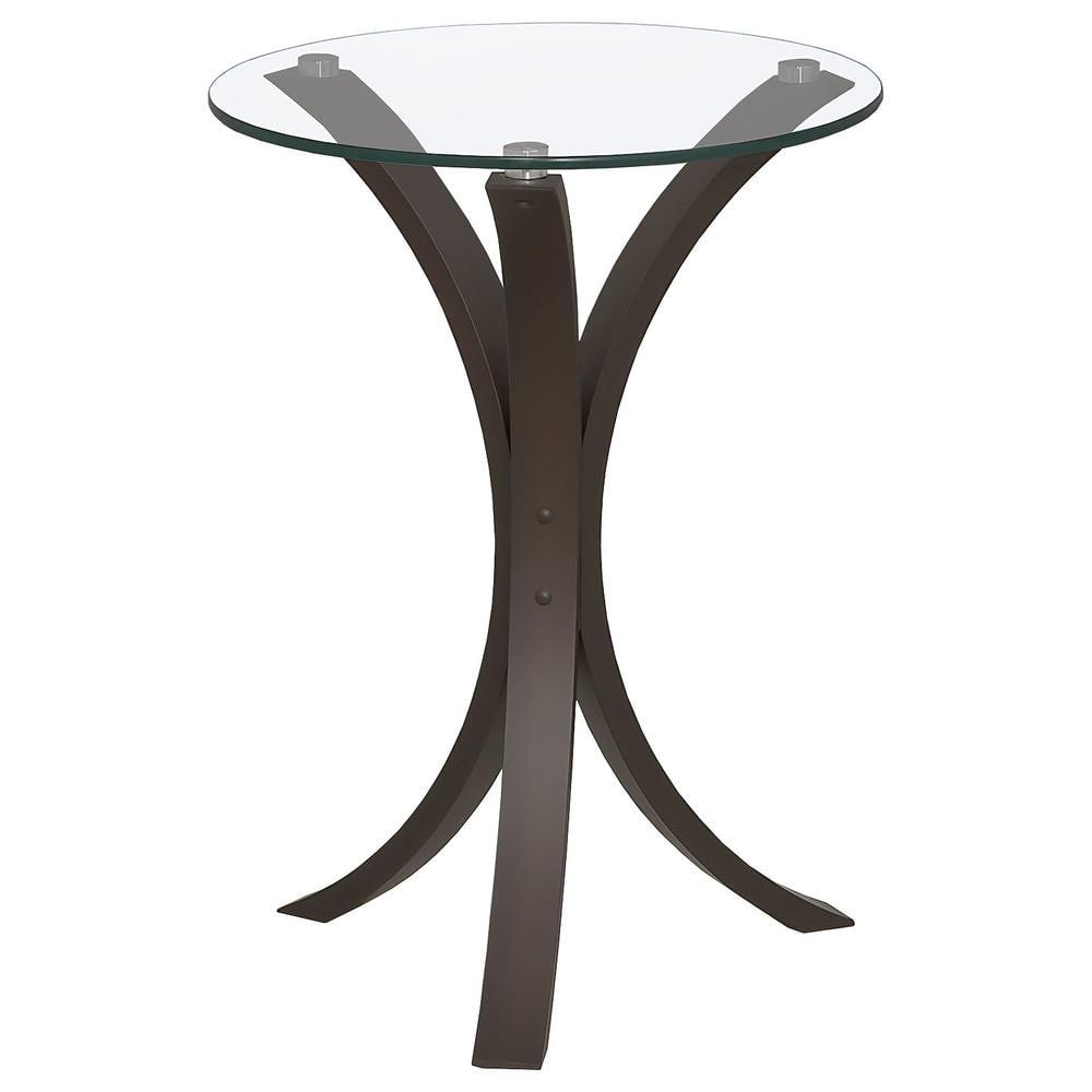 Edgar Modern Round Cappuccino Wood & Glass Snack Table