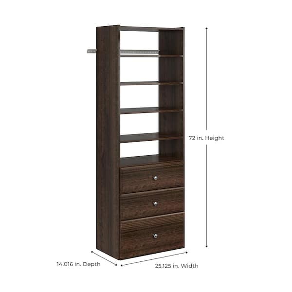 Closet Evolution Premier 25 in. W Espresso Wood Closet Tower TR30
