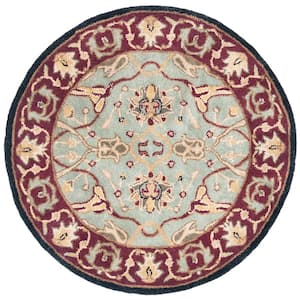Heritage Light Blue/Red 8 ft. x 8 ft. Border Round Area Rug