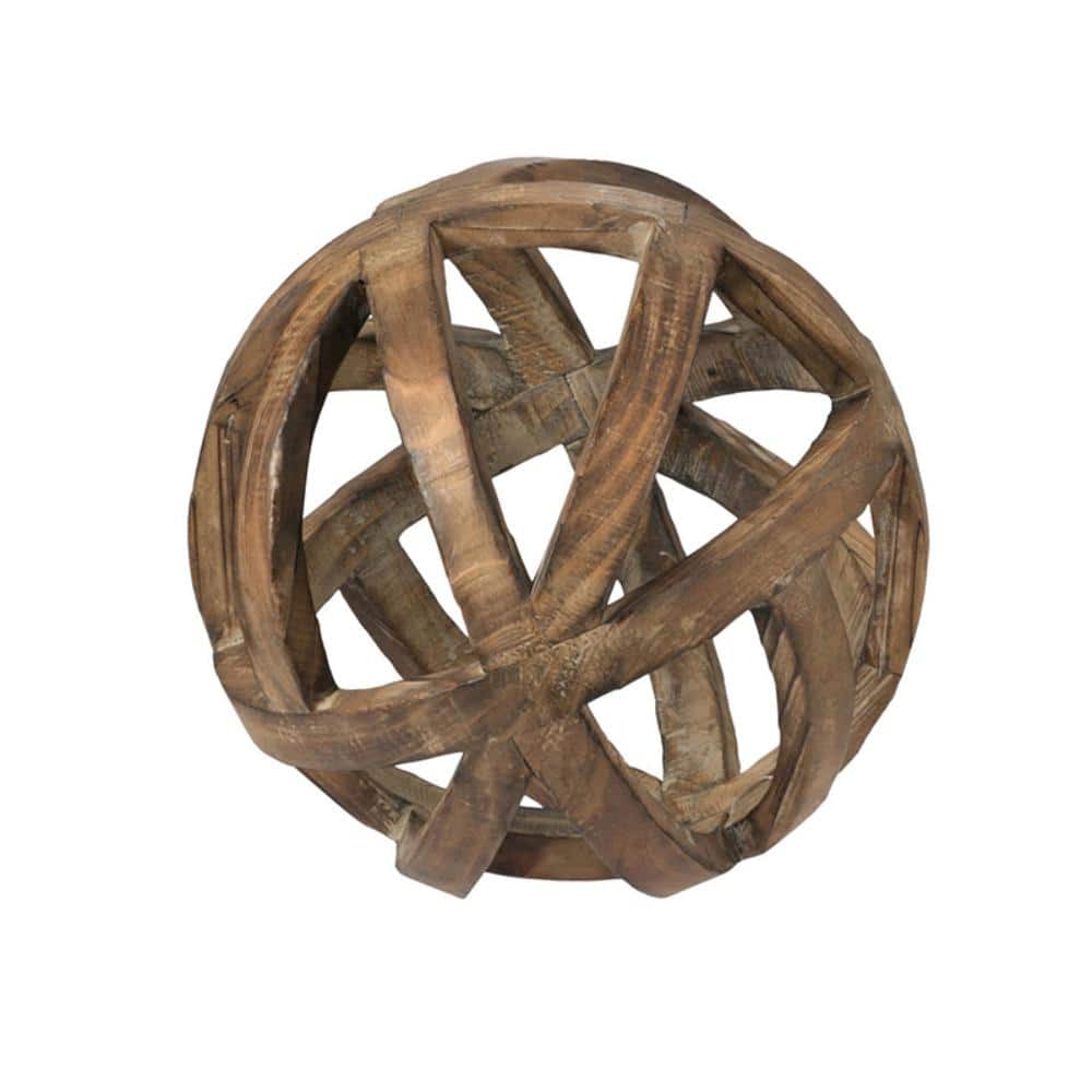 Ravello Contemporary Fir Wood 10" Decorative Orb