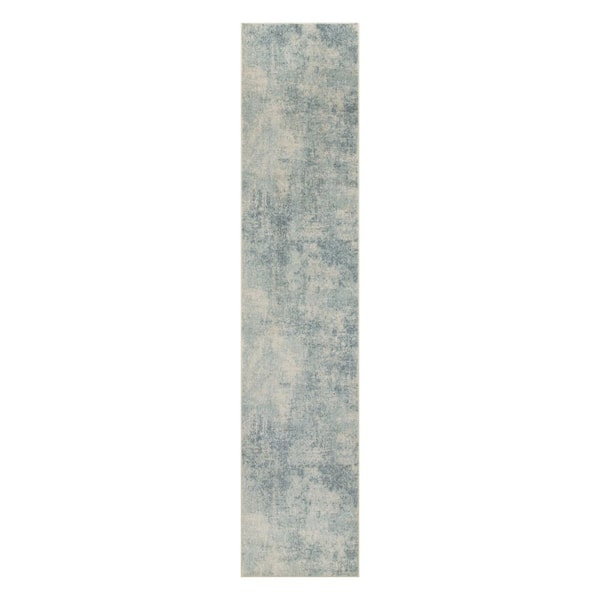 2 X 10 White Abstract Washable Area Rug Runner Rug