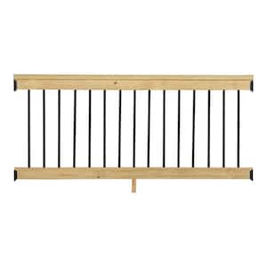 33 in. H x 72 in. W Pressure-Treated Southern Yellow Pine Wood Deck Horizontal Railing Kit w/  Aluminum Round Balusters