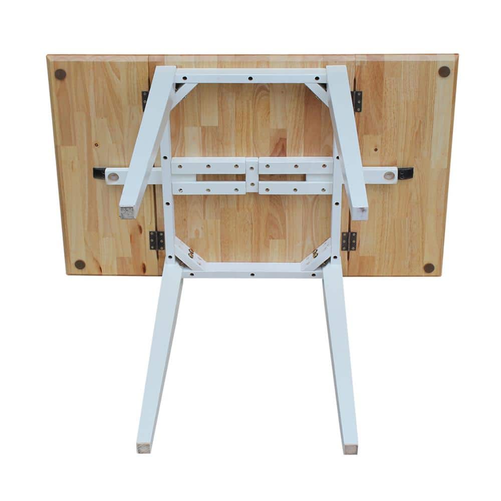 Elmwood White and Natural Solid Wood Extendable Dining Table