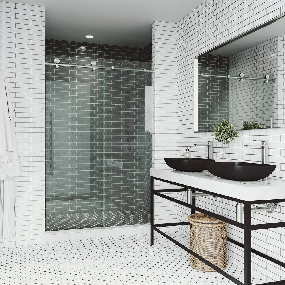Elan E-Class 48-52" Stainless Steel Frameless Sliding Shower Door