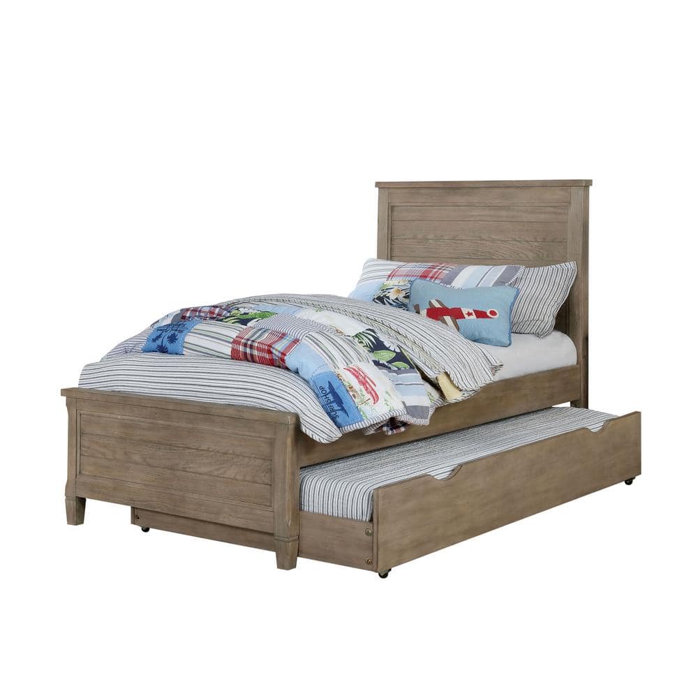 Ramponi Gray Wood Frame Twin Panel Bed with Trundle