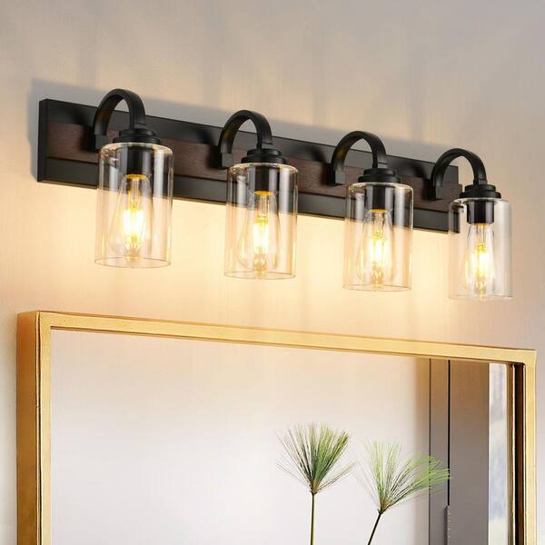 PAKOKULA 30.31 in. 4-Light Bathroom Vanity Light with Clear Glass ...
