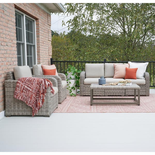 Leisure Made Forsyth 6-Piece Wicker Seating Set with Sunbrella Cast Ash Cushions