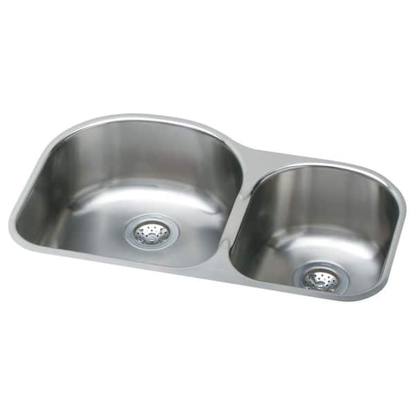 Elkay Elumina Undermount Stainless Steel 31 in. 0-Hole Double Bowl Kitchen Sink