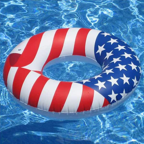 36 in. Inflatable American Flag Swimming Pool and Lake Tube Float (16-Pack)