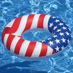 36 in. Inflatable American Flag Swimming Pool and Lake Tube Float (2-Pack)