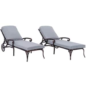 Messer Bronze 2-Piece Aluminum Outdoor Chaise Lounge with Gray Cushions