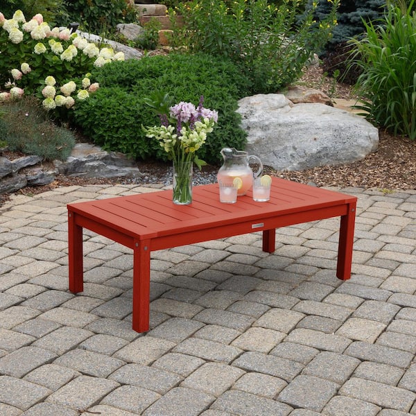 Highwood Adirondack Rustic Red Rectangular Recycled Plastic Outdoor Coffee Table