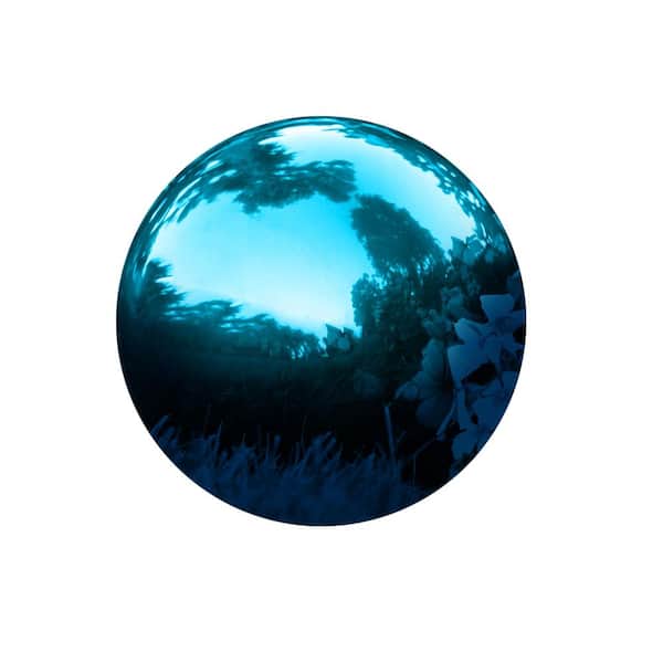Gazing Mirror Ball Globe Outdoor Yard Garden Decoration, Stainless Steel (10 in. Blue)