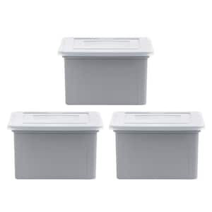 8.5-Gal. Snap Tight Plastic File Organizer Storage Box, Gray with Clear Lid 3 Pack