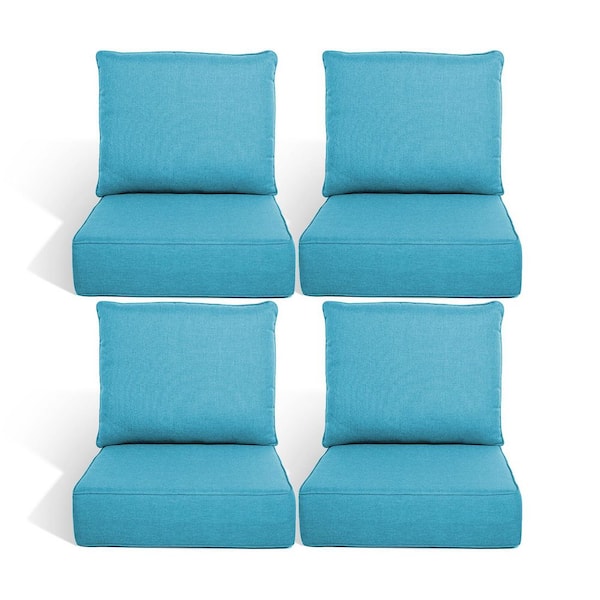 Duraolex 22 in. W x 24 in. D x 6 in. Thick 8-Piece Deep Seating Outdoor Lounge Chair Olefin Cushion, Turquoies