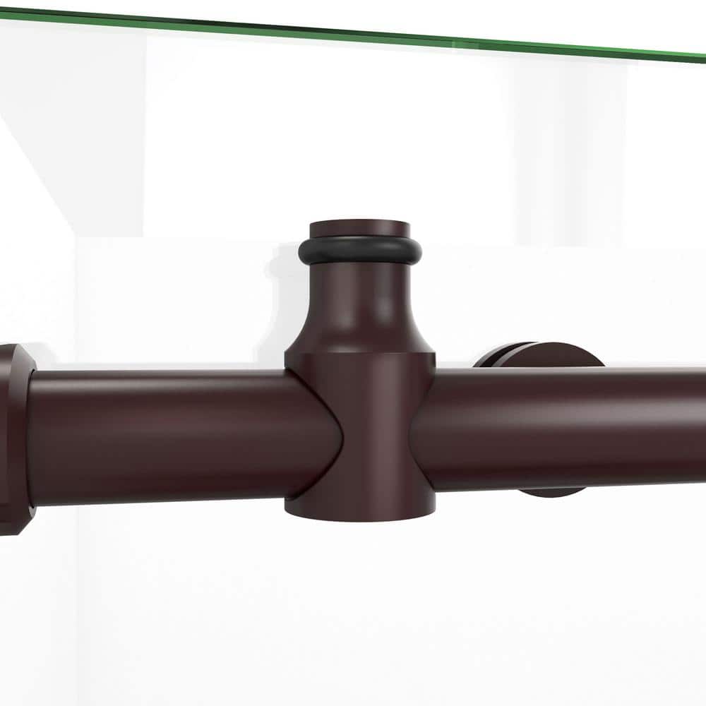 Modern Frameless Sliding Shower Enclosure with Clear Glass and Oil Rubbed Bronze Hardware