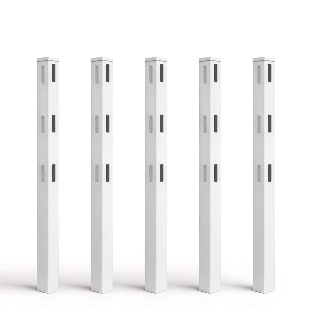 5 in. x 5 in. x 6 ft. White Vinyl Line Fence Post with Cap (5-Pack) price history on PriceWatchPro