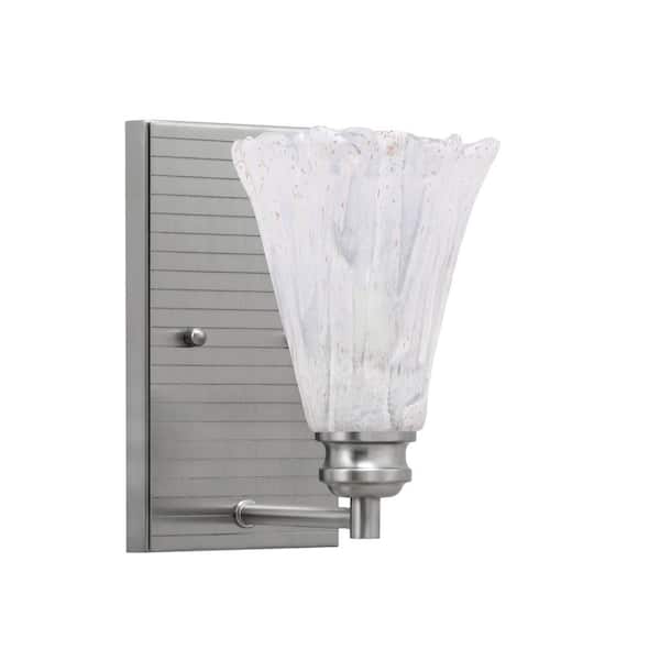 Unbranded Albany 1-Light Brushed Nickel 5.5 in. Wall Sconce with Fluted Italian Ice Glass Shade
