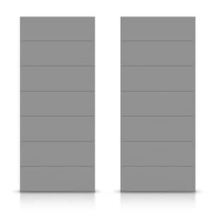 72 in. x 96 in. Hollow Core Light Gray Stained Composite MDF Interior Double Closet Sliding Doors