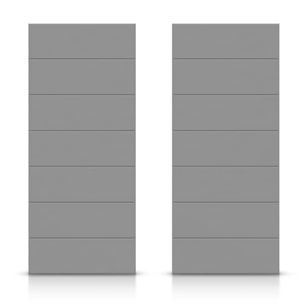 CALHOME 72 in. x 96 in. Hollow Core Light Gray Stained Composite MDF Interior Double Closet Sliding Doors