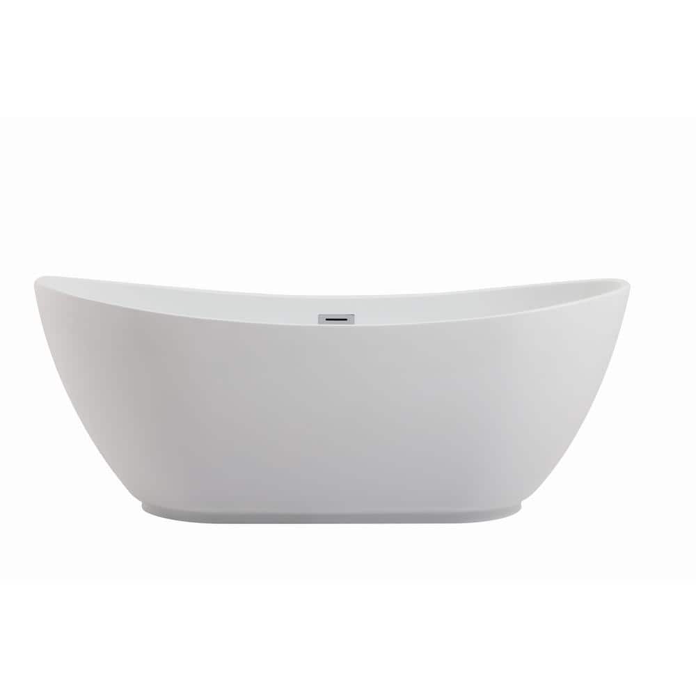 Timeless Home 67 in. L x 28 in. W x 26 in. H Oval Acrylic Flat-Bottom Non-W