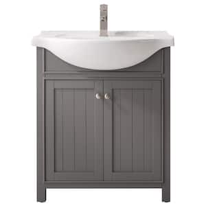 Marian 30 in. W x 19.25 in. D x 35 in. H Bath Vanity in Gray with Porcelain Vanity Top in White with White Basin