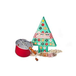 6 qt. Aluminum Red Stovetop Popcorn Popper with Popcorn Advent Calendar Gift Set