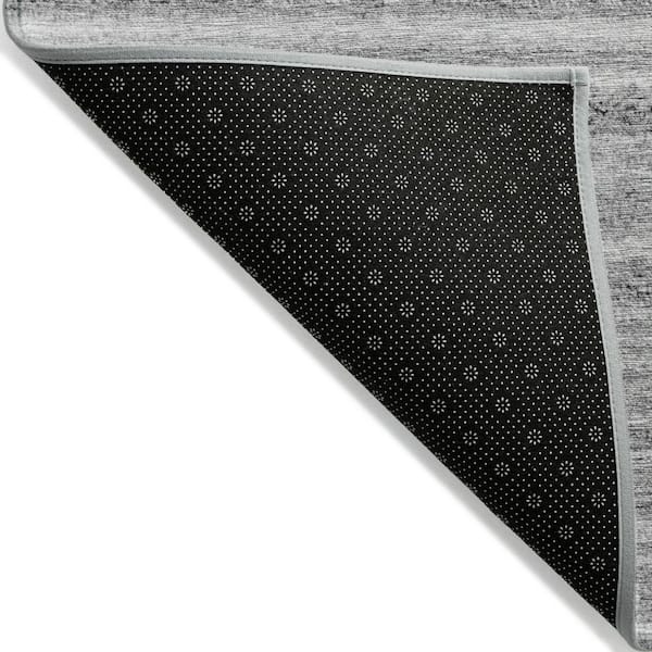 Gray, Silver, Charcoal 10 ft. x 14 ft. Woven Striped Polyester Rectangle Indoor / Outdoor Area Rug