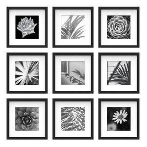 12 in. x 12 in. Matted to 8 in. x 8 in. Black Gallery Wall Picture Frame (Set of 9)