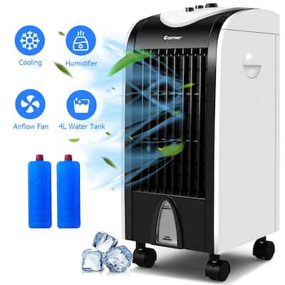 500 CFM 3-Speed Portable Evaporative Cooler Fan Humidify with Filter Knob Control in Black and White for 200 sq. ft.