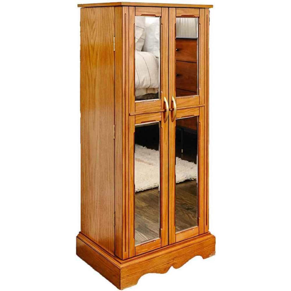 Chelsea Walnut French Jewelry Armoire with Mirror Doors