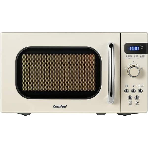 Comfee' 0.7 cu. ft. 700 Watt Compact Countertop Microwave in Cream with Safety lock