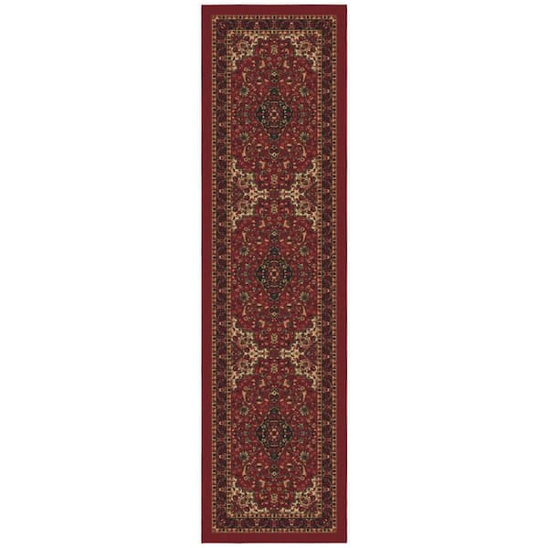 Ottomanson Ottohome Collection Non-Slip Rubberback Medallion Oriental 3x10 Indoor Runner Rug, 2 ft. 7 in. x 9 ft.10 in., Dark Red