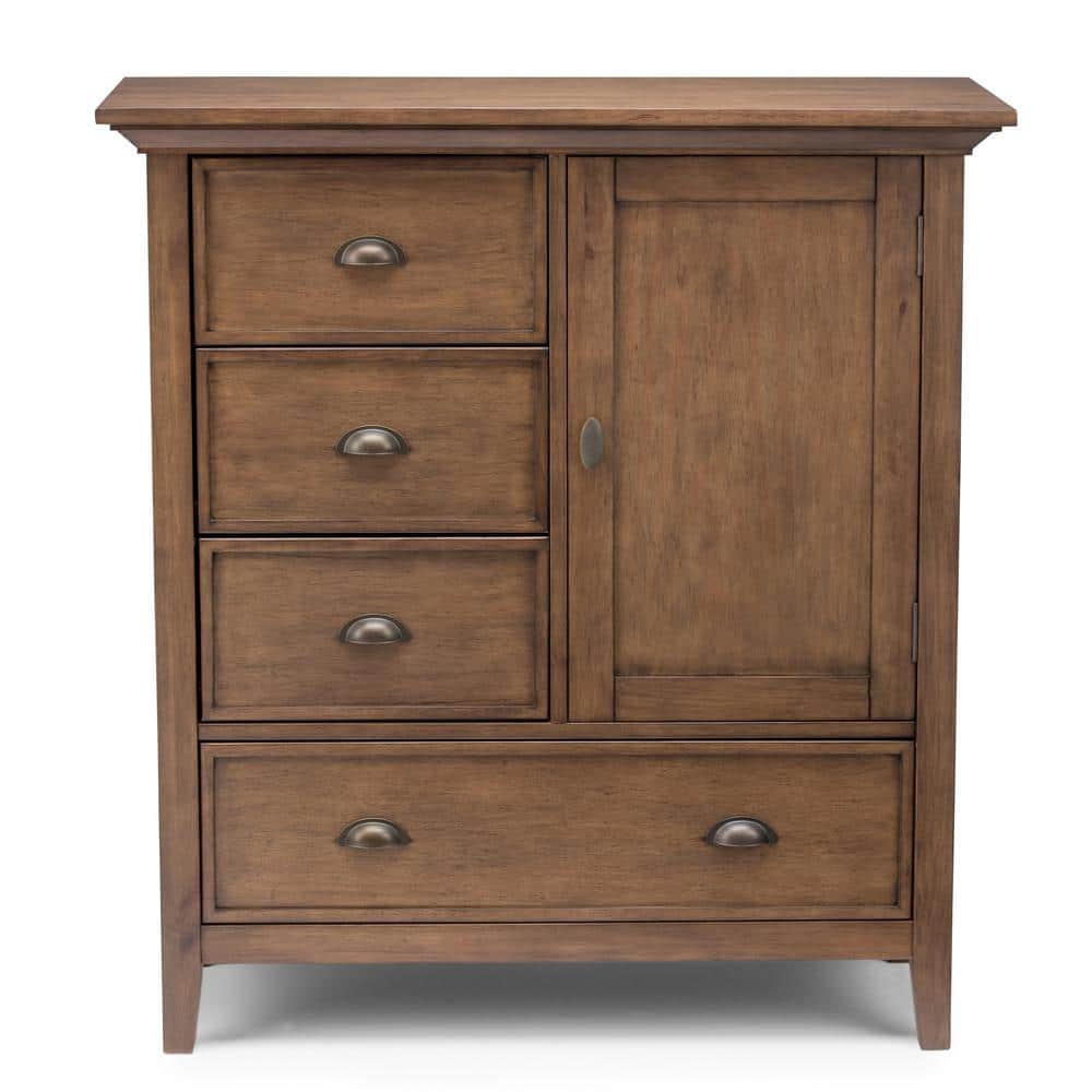 Rustic Natural Aged Brown Solid Hardwood Storage Cabinet