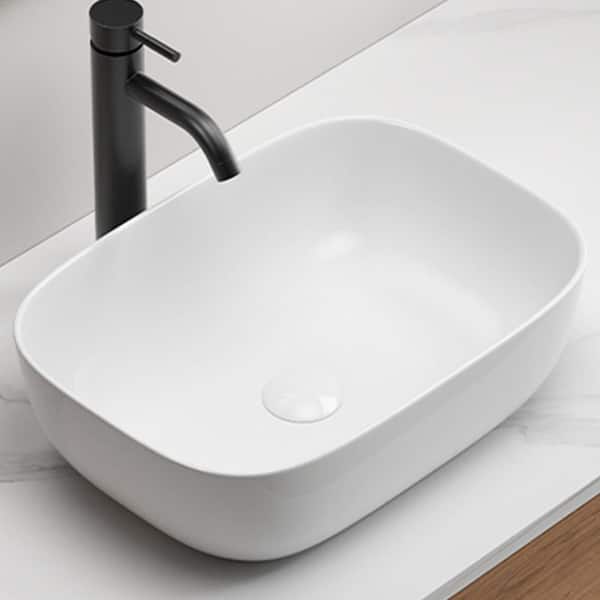 Andrea ARCERA 18 in x 13 in Ceramic Vessel Bathroom Sink in White