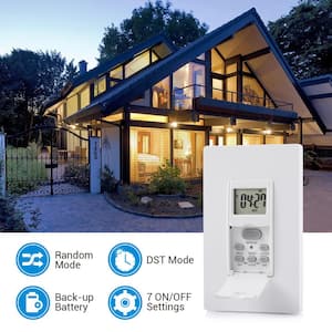 Indoor in Wall Timer Switch for Light, 7 Day, 7 On/Off Settings, DST RDM Mode, Programmable Digital Switch Timer