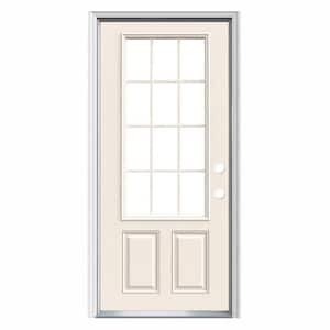 34in.X80in. L Hinge 6 panel Steel Door 4in. Dynasty Oval Glass