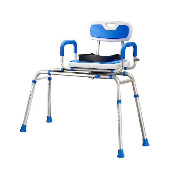 20.8 in. W Wall Mount Aluminum Alloy Sliding Shower Chair with 360° Swivel Seat, Adjustable Height, Safety Belt