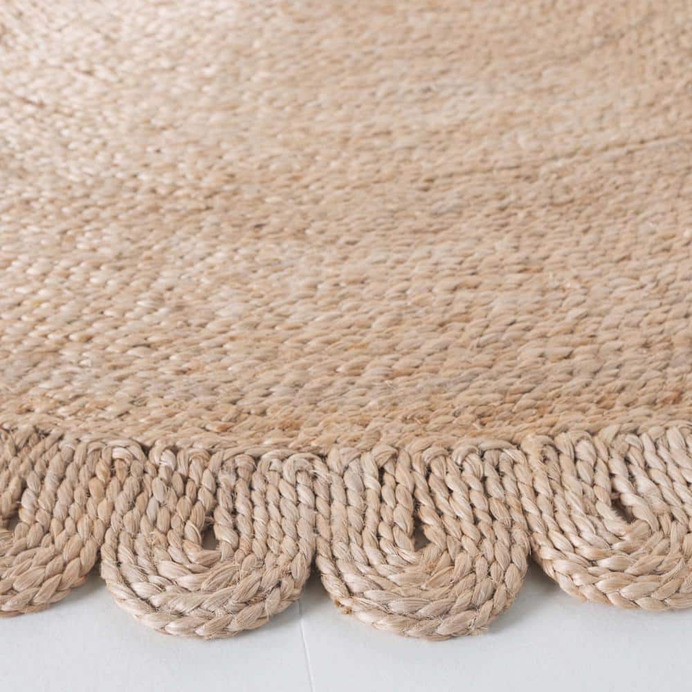 Natural Fiber Beige Round Handmade Jute Area Rug, 6' x 6'