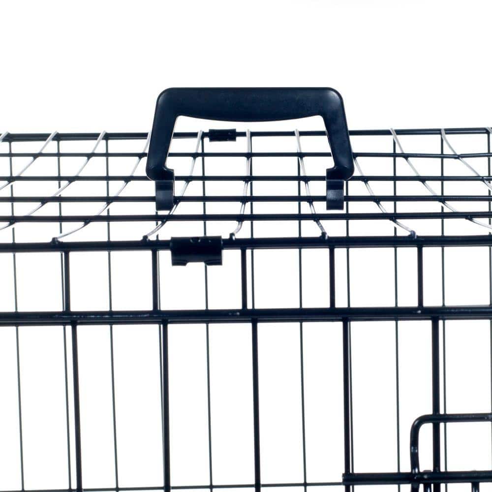 Extra Large Black Metal 2-Door Foldable Dog Crate Cage