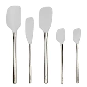 Flex-Core Oyster Gray Stainless Steel Handled Spatula for Meal Prep (Set of 5)