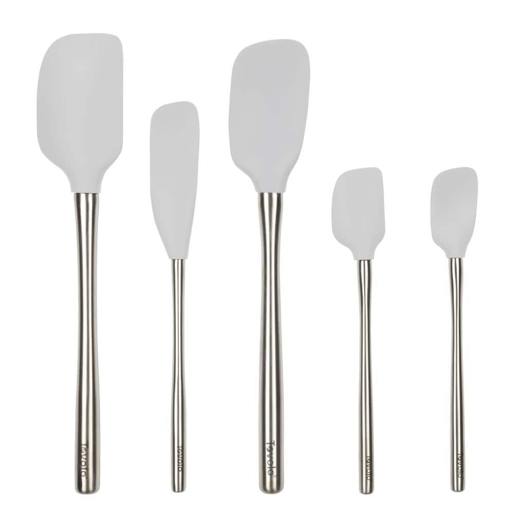 Flex-Core Oyster Gray Stainless Steel Handled Spatula for Meal Prep (Set of