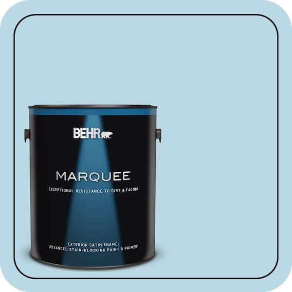 BEHR MARQUEE 1 gal. #M490-1 Breezy Blue Satin Enamel Exterior Paint & Primer
