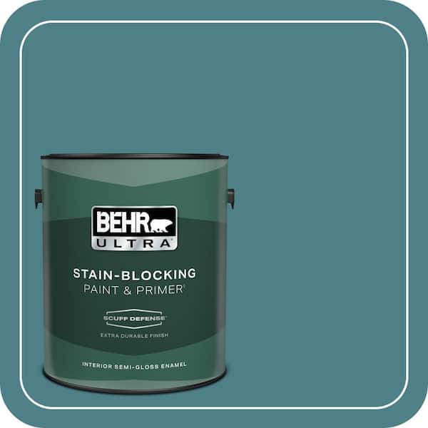 BEHR ULTRA 1 gal. #ICC-75 Tapestry Teal Extra Durable Semi-Gloss Enamel Interior Paint & Primer