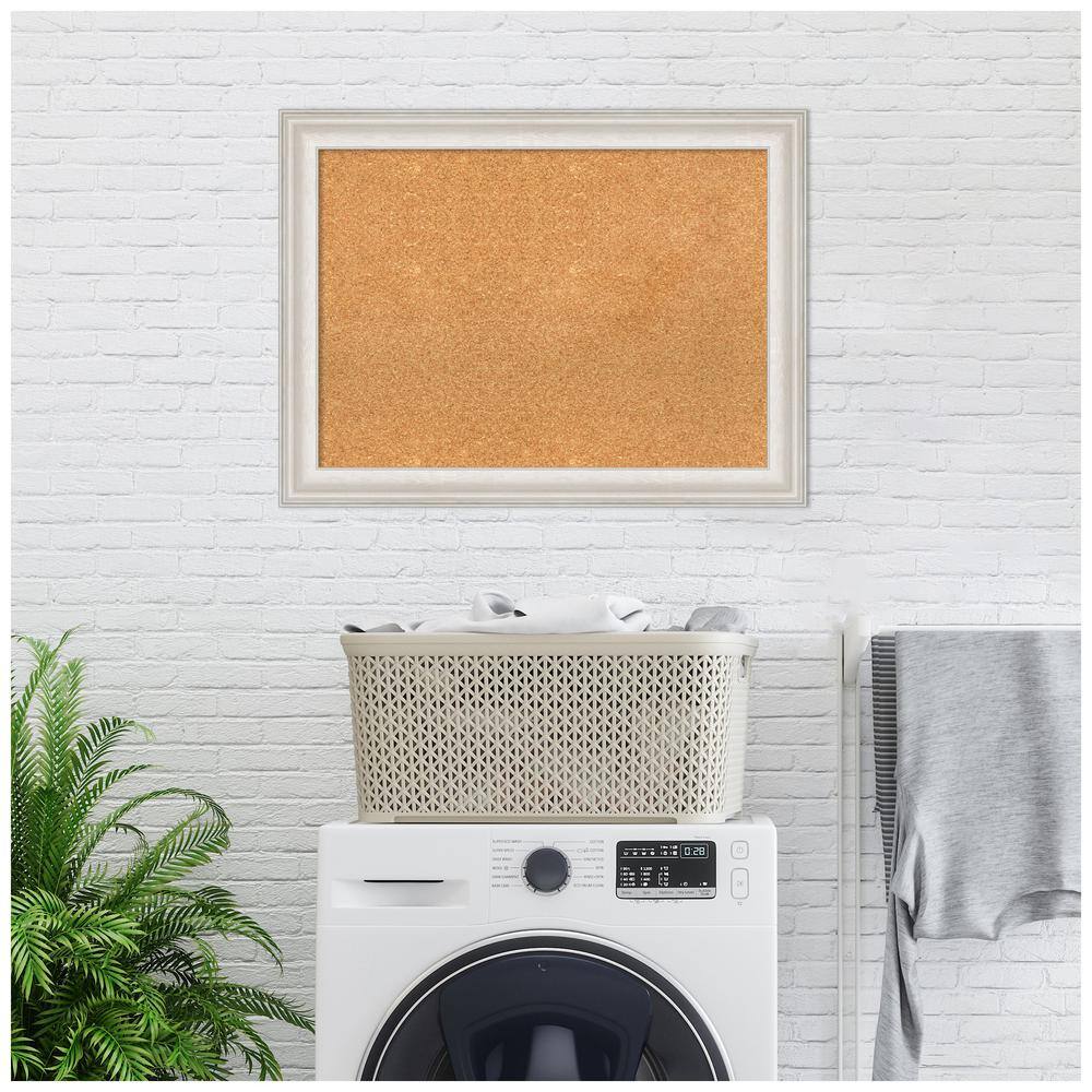 Trio White Wash Silver Framed Natural Corkboard 32" x 24"