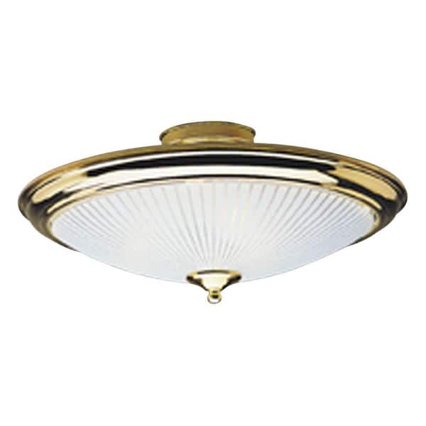 Westinghouse 2-Light Polished Brass Interior Ceiling Semi-Flush Mount Light with White and Clear Glass