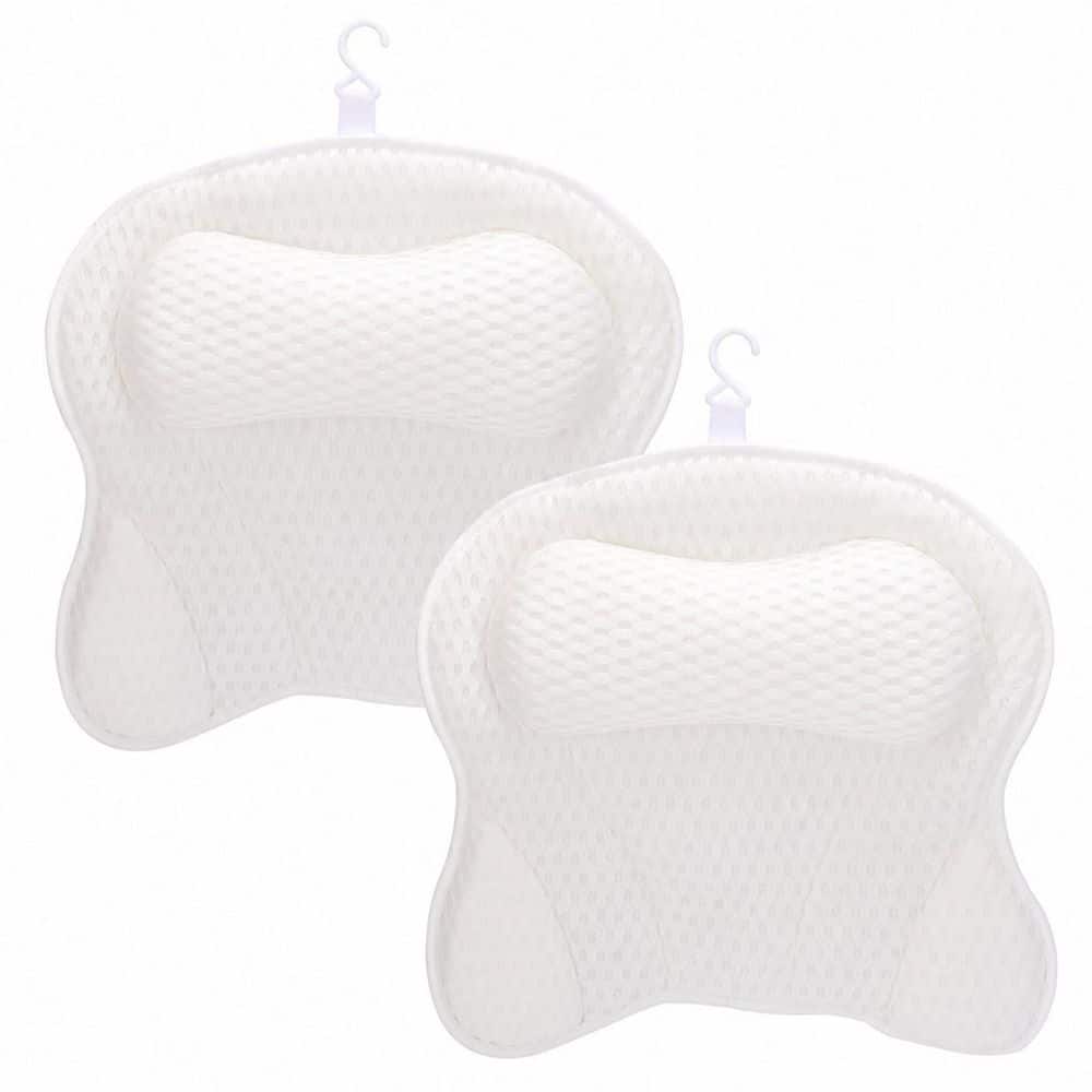 2-Pack White 16 in. 4D Air-Mesh Bath Pillow with Head, Neck and Back Support and 6 Suction Cups Tub price history on PriceWatchPro